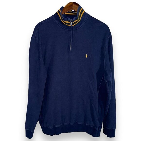 Navy Blue Polo Ralph Lauren 1/4 Zip Sweater Size XL - Picture 1 of 7